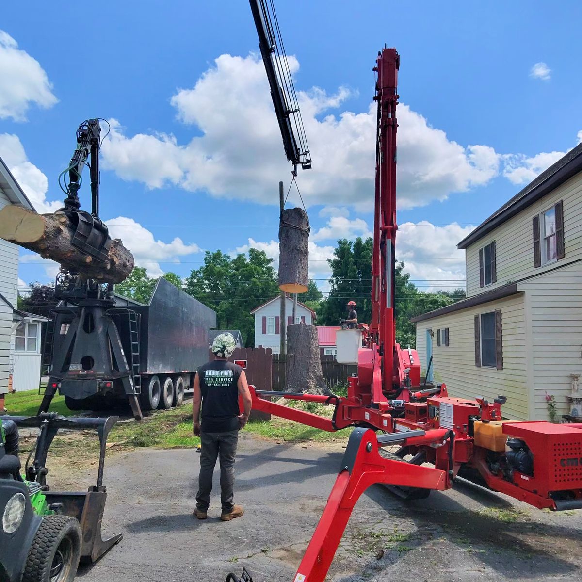 Crane truck on a tree removal job